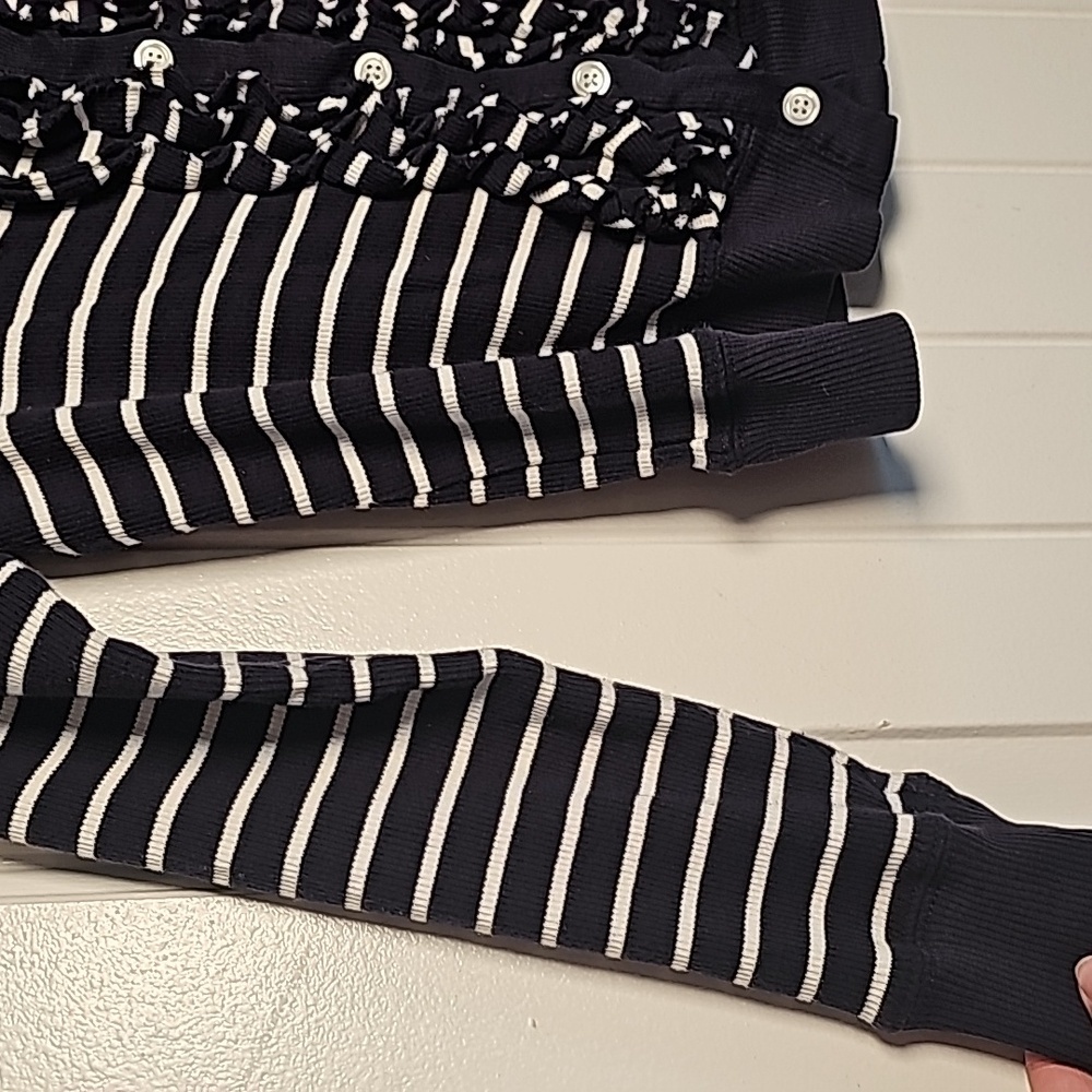Pendleton MP navy blue/white striped ruffled cardigan - Picture 7 of 15